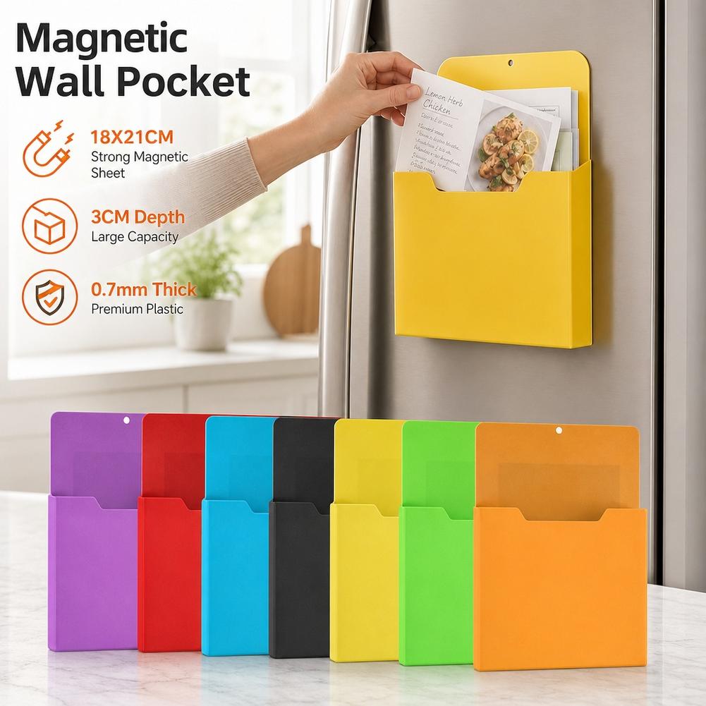 Document Holder Stand - ที่เก็บเอกสารแบบแม่เหล็ก ที่จัดระเบียบเอกสารพลาสติกแข็งแรง ติดผนัง ช่องเก็บของ สำหรับตู้เย็น กระดานไวท์บอร์ด
