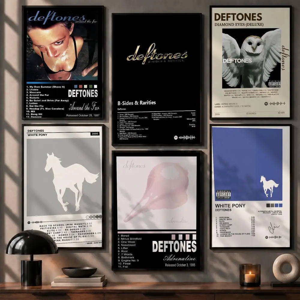Home Office Room Inspiration - โปสเตอร์ D-Deftones ศิลปะติดผนังธีมวงดนตรีสไตล์เรโทร สติกเกอร์ติดผนัง HD สำหรับตกแต่งบ้าน