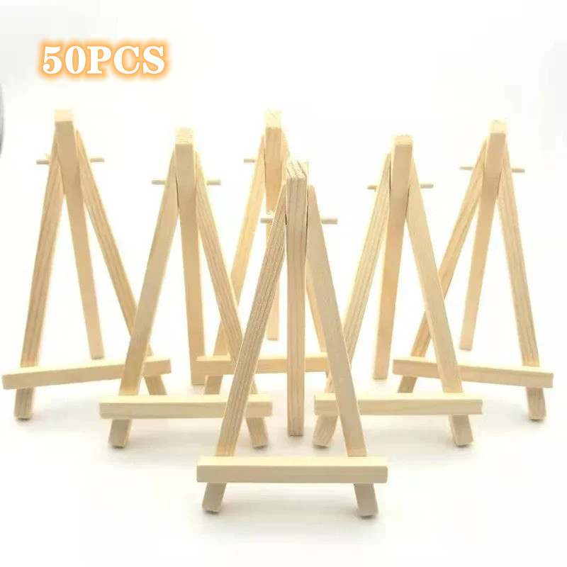 Document Holder Stand - 50/10pcs ไม้ MINI ขาตั้งกรอบเดสก์ท็อปสามเหลี่ยมขาตั้งจอแสดงผลงานแต่งงานตารางการ์ด Stand Holder