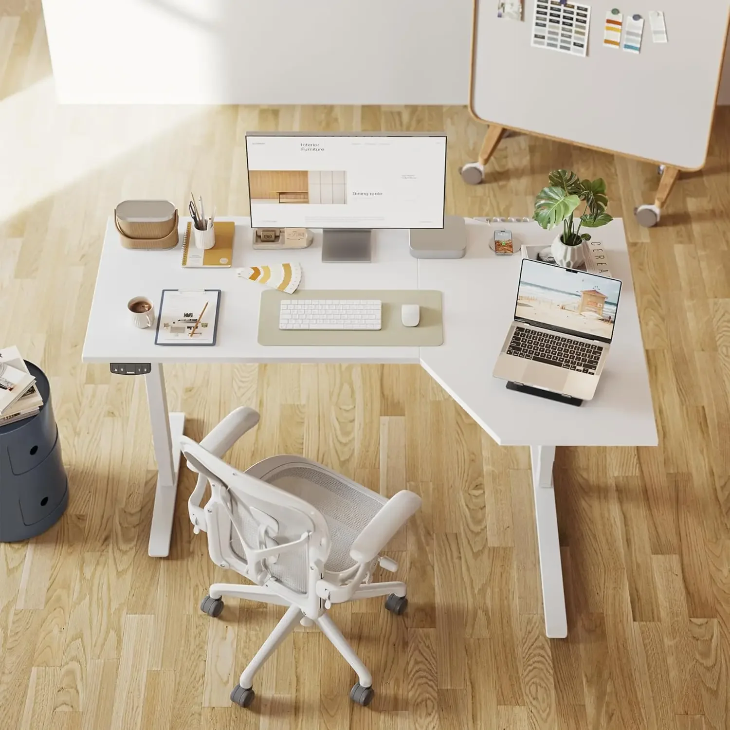 โต๊ะทำงานไฟฟ้ารูปตัว L ปรับระด - Home Office Work Table บทวิจารณ์และราคา