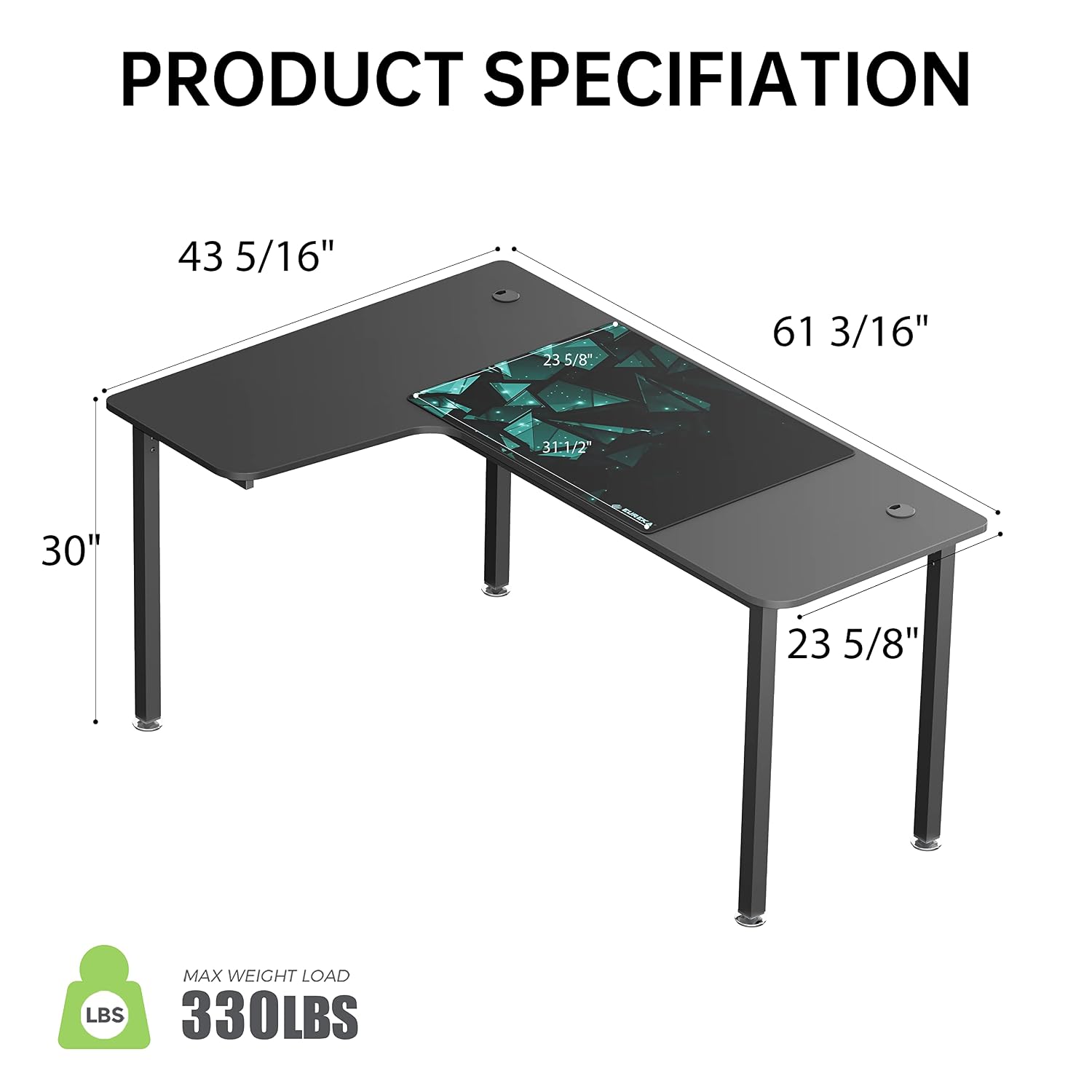 โต๊ะทำงานเข้ามุมรูปตัวแอล สีดำ - Home Office Work Table บทวิจารณ์และราคา