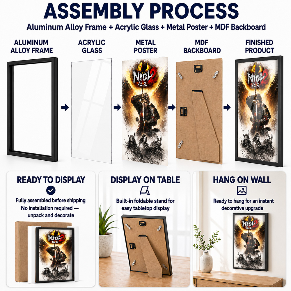 โปสเตอร์โลหะ Nioh พร้อมกรอบอะล - Home Office Room Inspiration บทวิจารณ์และราคา
