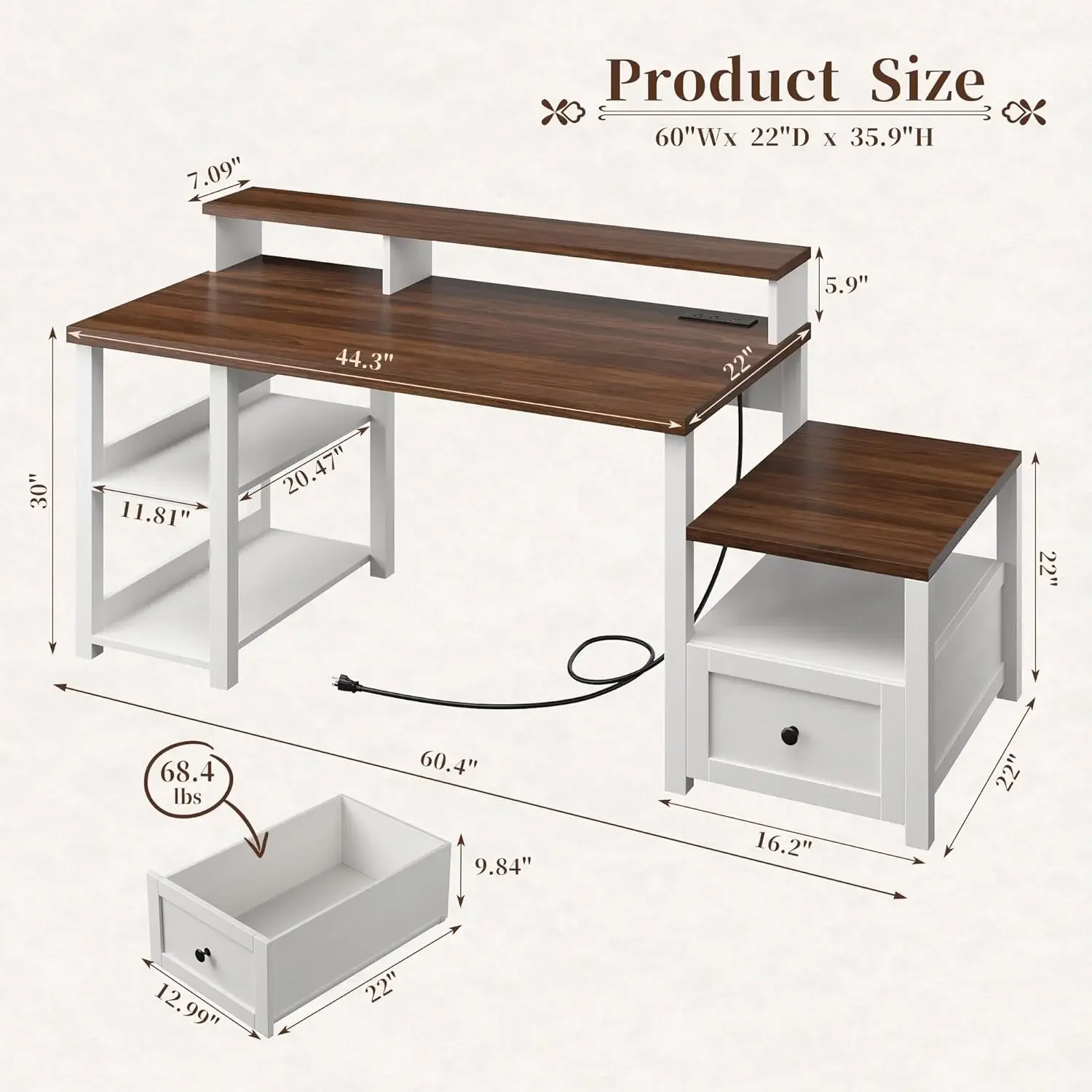 โต๊ะเกมมิ่งสีขาวพร้อมลิ้นชัก ป - Home Office Work Table บทวิจารณ์และราคา