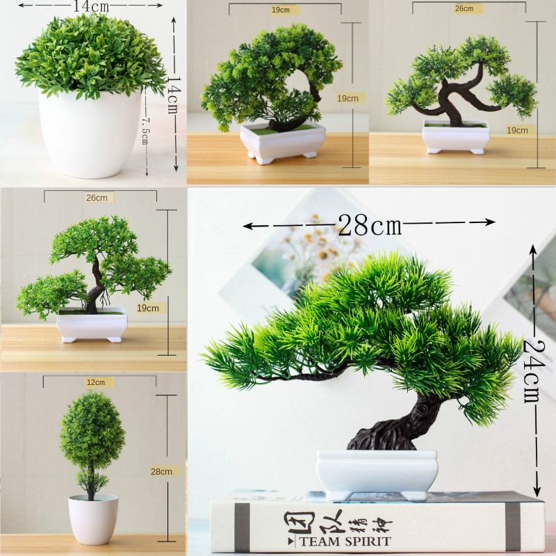 ใหม่สีเขียวพืชประดิษฐ์บอนไซต้น - Home Office Layout บทวิจารณ์และราคา